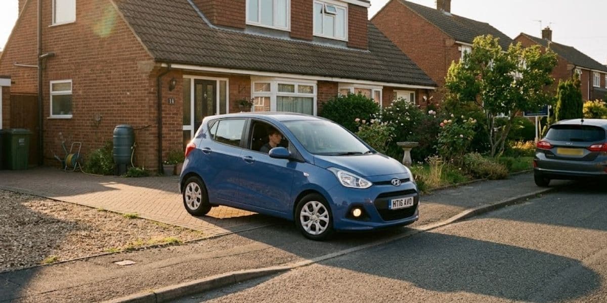 Hyundai i10 parked on a UK street