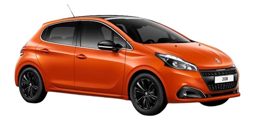 Picture of an orange Peugeot 208 - insurance group 8-10 first car